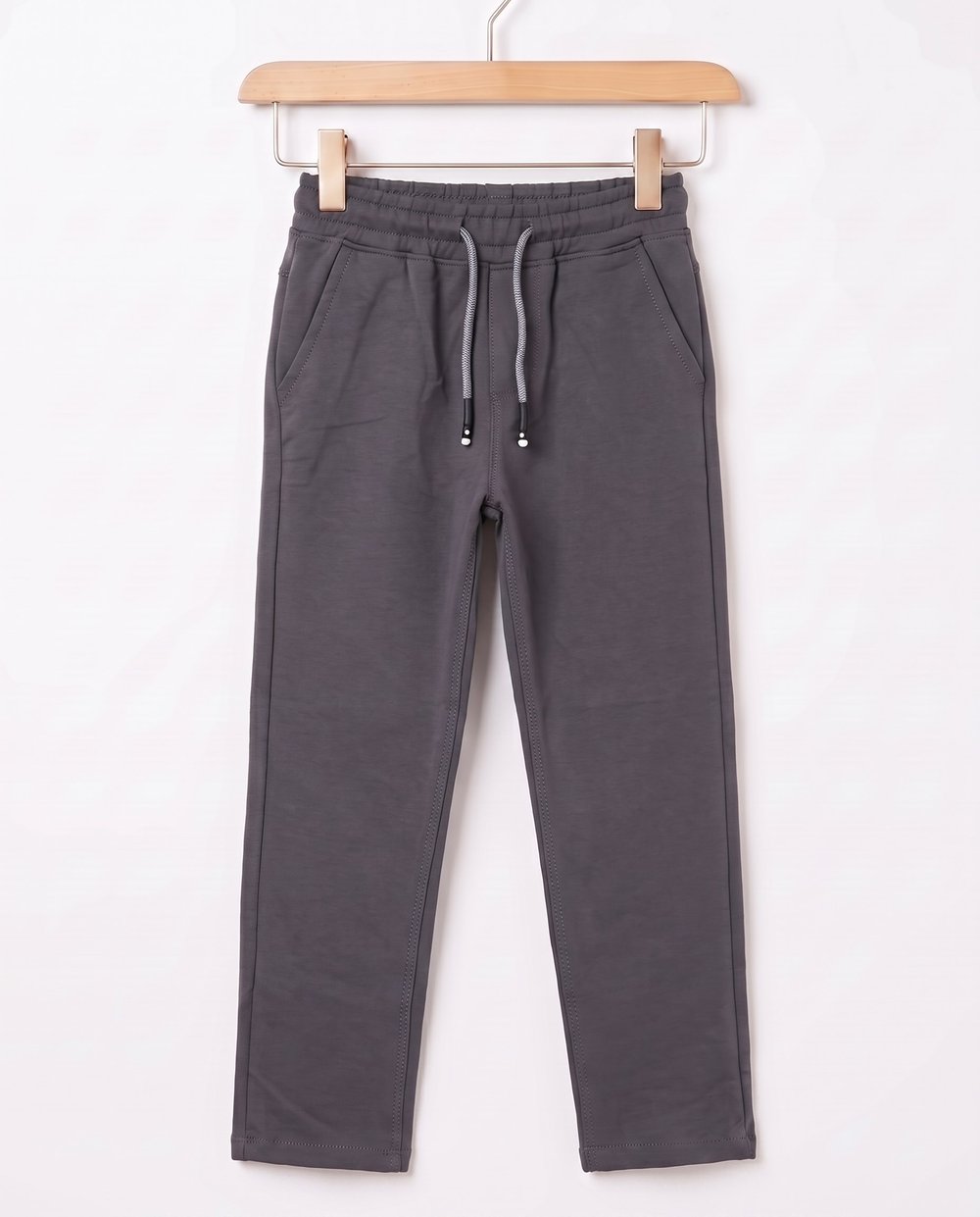 4566 Düz Paça Kompakt Penye Unisex Okul Eşofmanı (12-16) GRİ