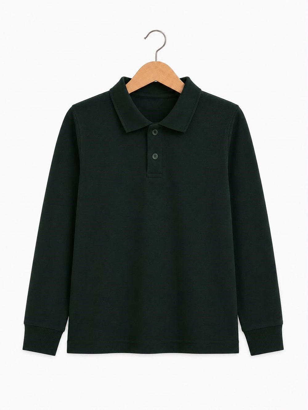 4581-1 Uzun Kol Polo Yaka Unisex Çocuk Lakos KOYU YEŞİL