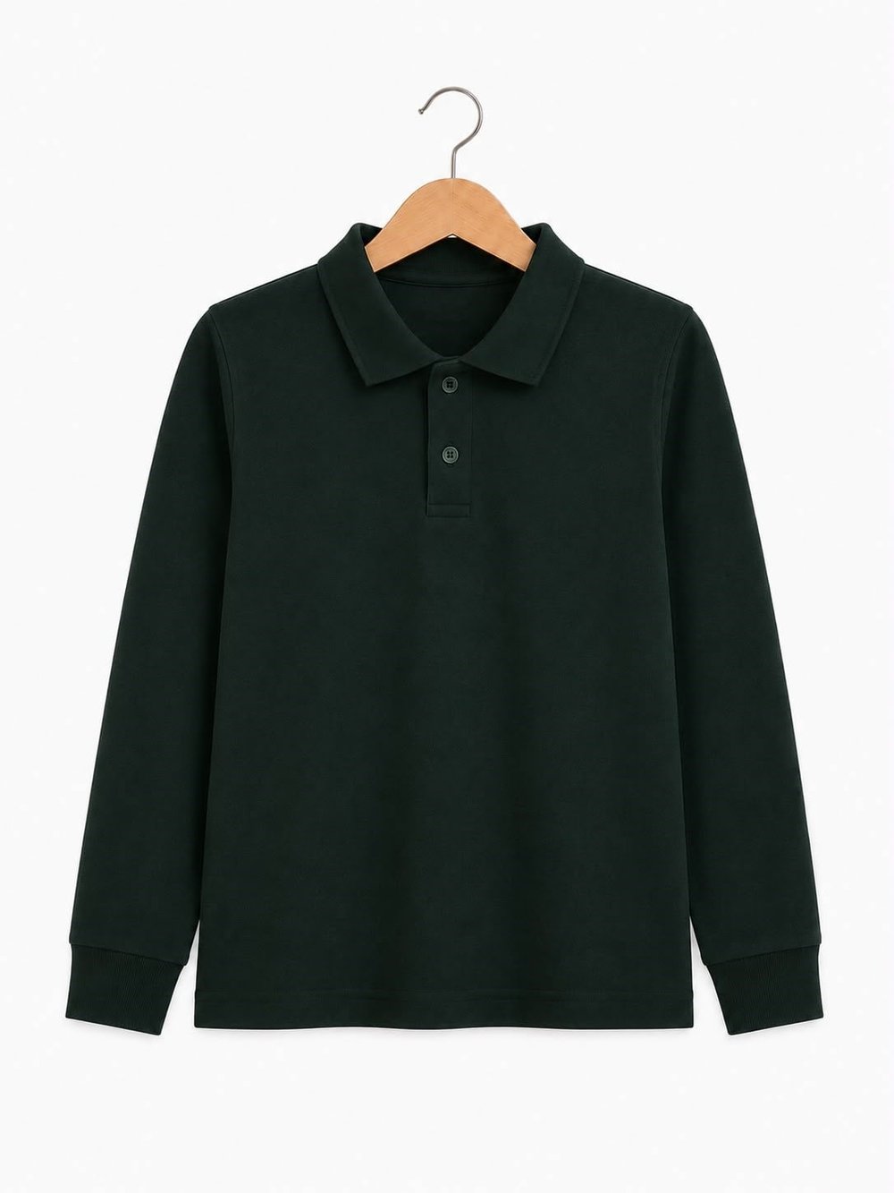 4582-1 Uzun Kol Polo Yaka Unisex Çocuk Lakos (11-14) KOYU YEŞİL
