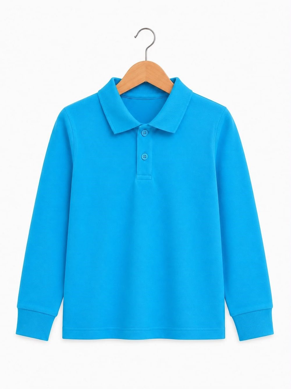 4583-1 Uzun Kol Polo Yaka Unisex Çocuk Tshırt (15-18) TURKUAZ