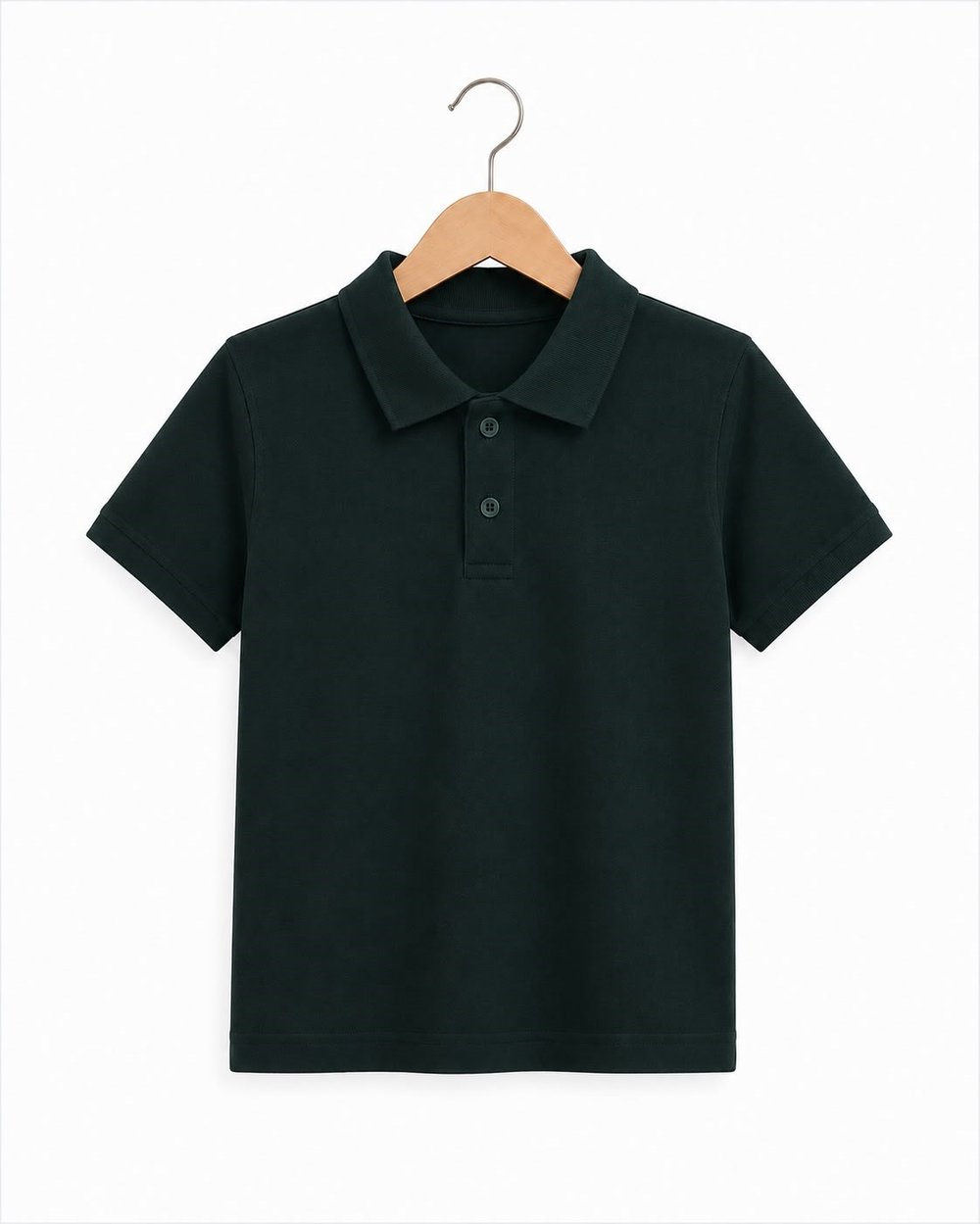 4583 Kısa Kol Polo Yaka Unisex Çocuk Lakos (15-18) KOYU YEŞİL