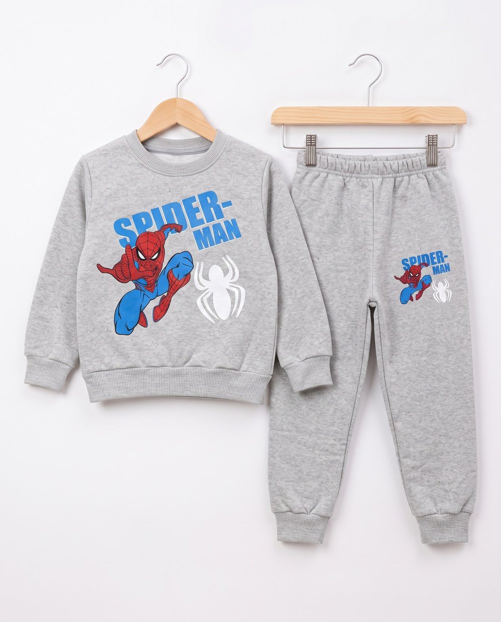 4684 Spiderman Baskılı İki İp Şardonlu Erkek Çocuk Takım GRİ