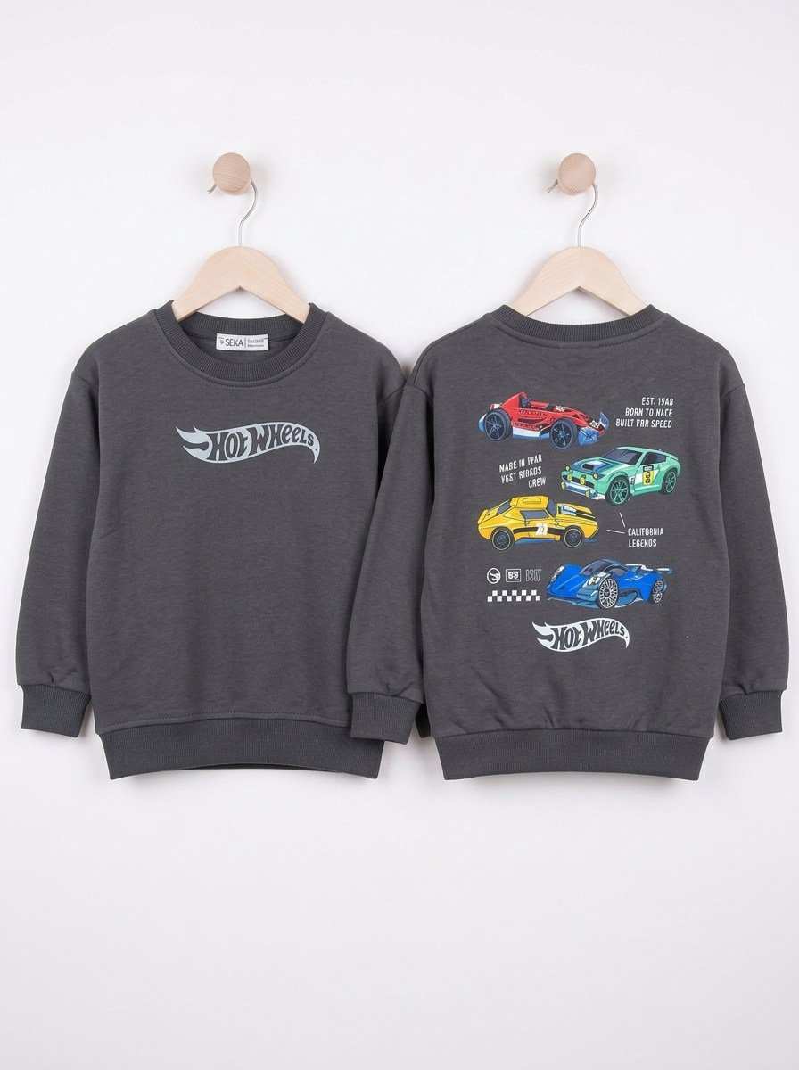 4697 HotWheels Ön Arka Bask. Kompakt Kumaş Mevsimlik Erkek Sweat ANTRASİT