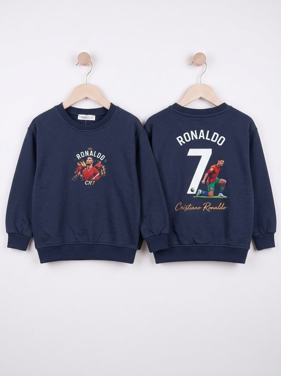4698 Ronaldo Ön Arka Bask. Kompakt Kumaş Mevsimlik Sweat LACİVERT