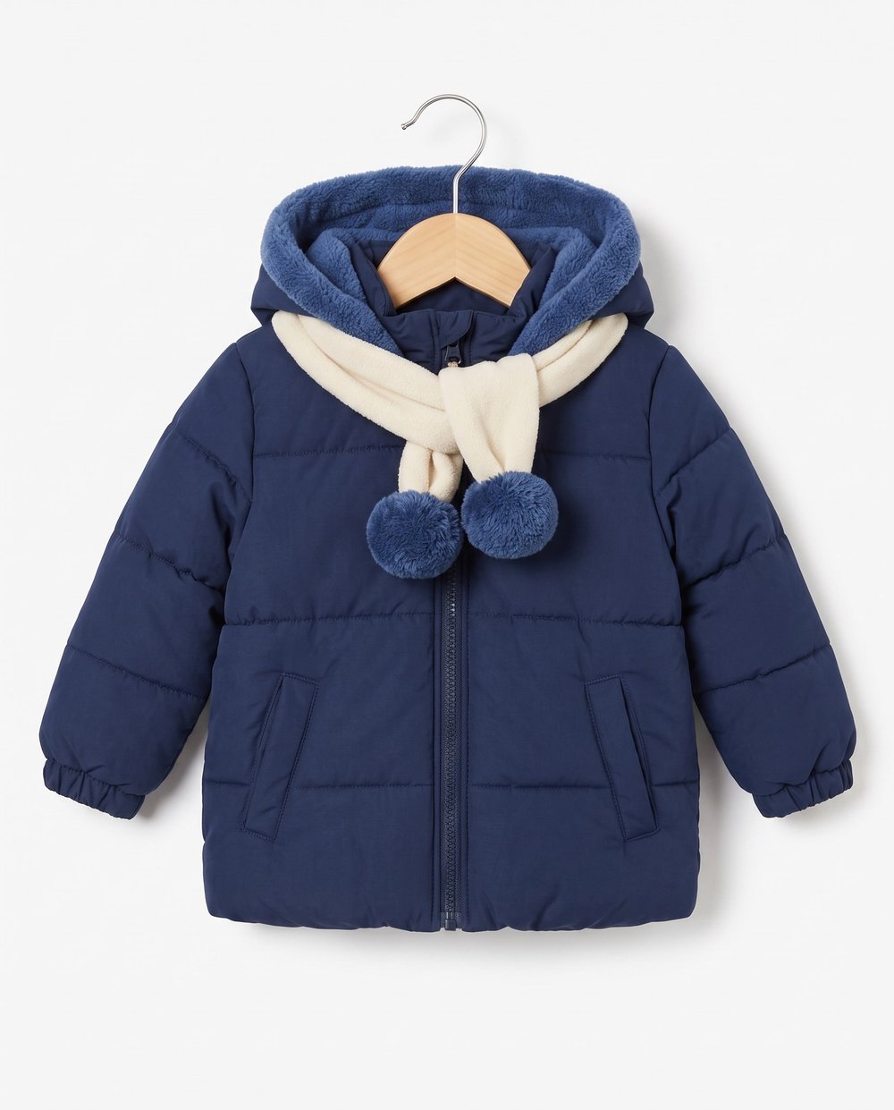 51396-1 Peluş Detaylı Kapüşonlu Mont LACİVERT