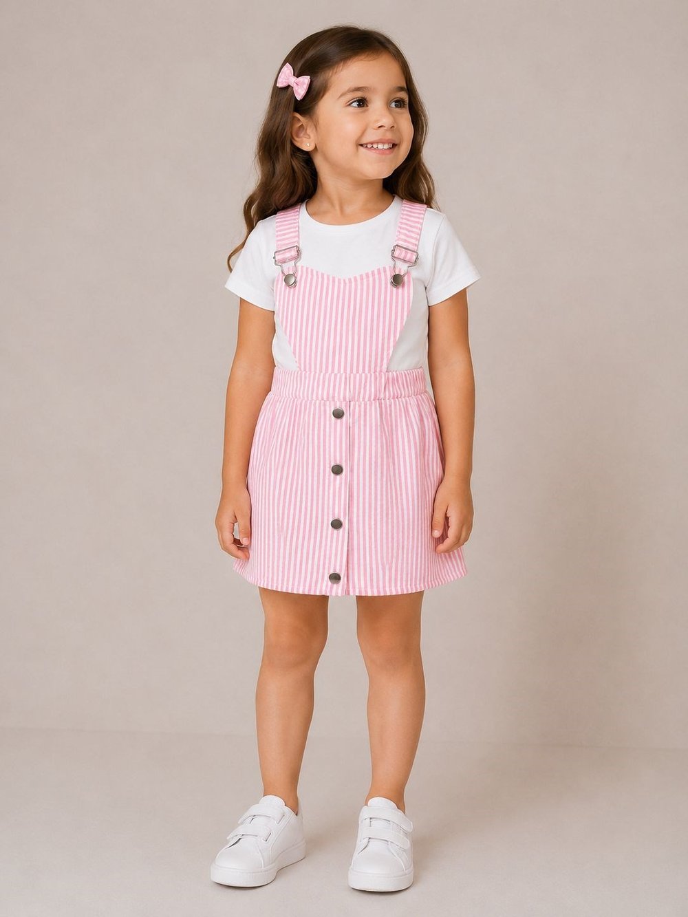 W4551 KALPLİ SALOPET ELBİSE PEMBE