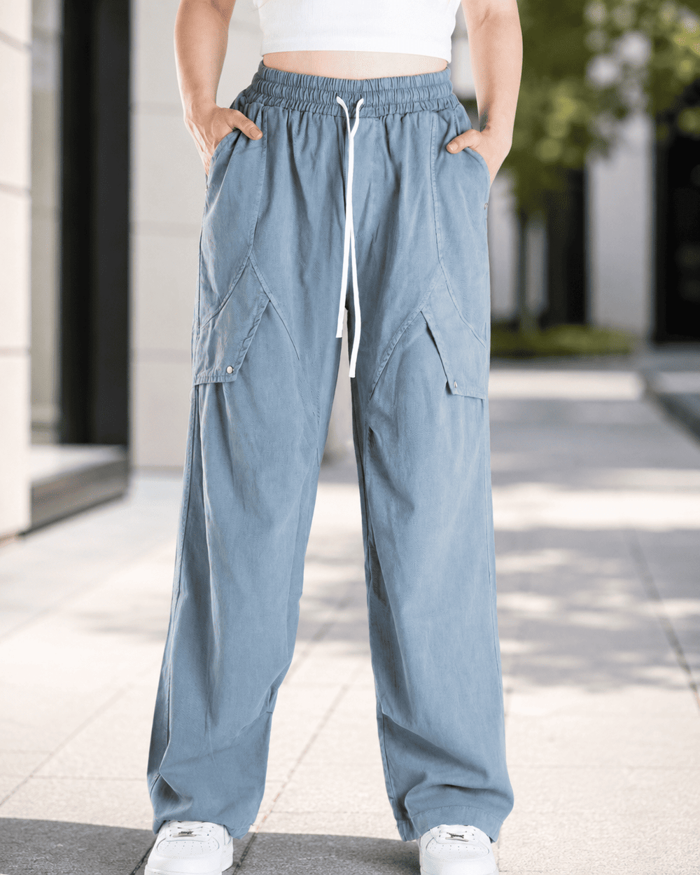 Kadın Keten Kumaş Baggy Pantolon