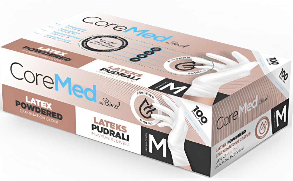 Coremed - Lateks Muayene Eldiveni Pudralı -Medium 100'lü