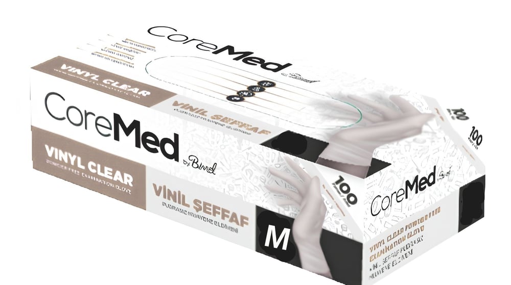 Coremed Vinil Pudrasız Muayene Eldiveni - Medium 100'lü
