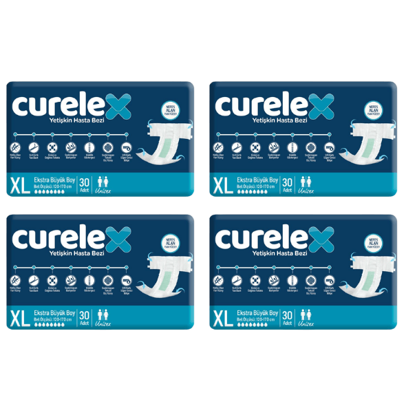 Curelex - Belbantlı Hasta Bezi - XL - 120 Adet, 4 Paket