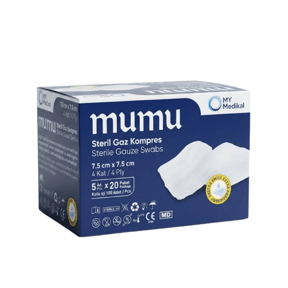 Mumu Steril Gaz Kompres 7.5x7.5 cm 4 Kat (100 Adet)