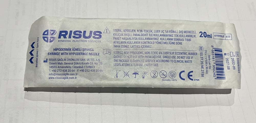 Risus - LS Enjektör - 20 cc - 21G x 38 mm - Yeşil