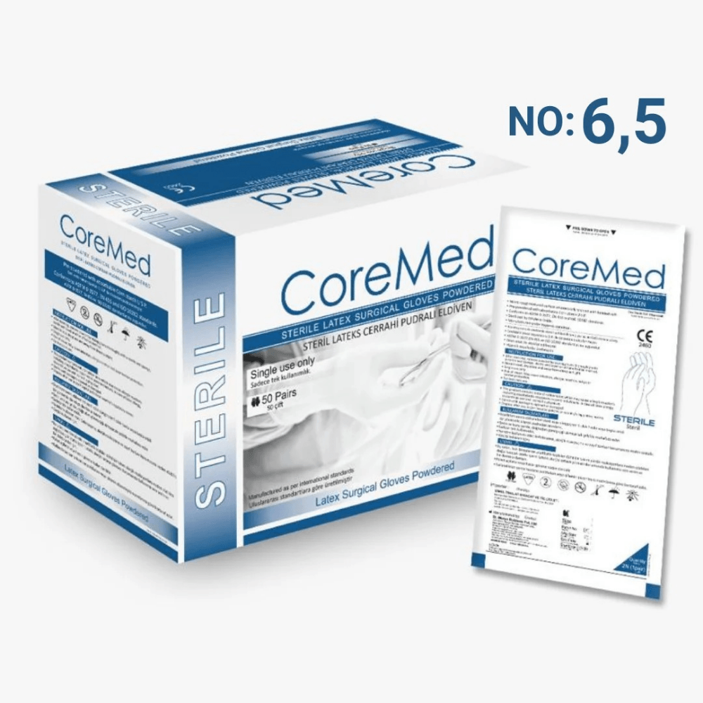 Coremed - Steril Cerrahi Eldiven - Pudralı - Lateks