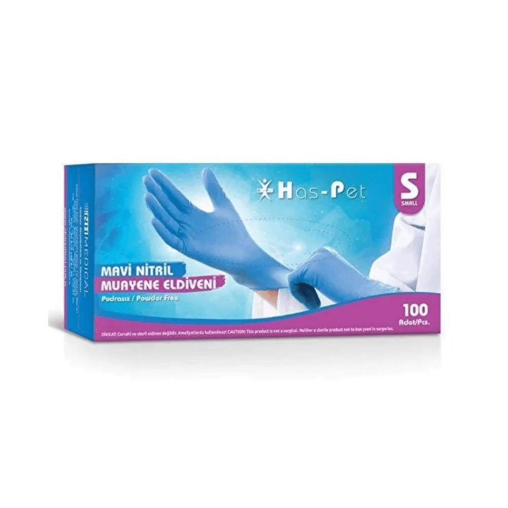 Haspet - Nitril Mavi Muayene Eldiveni - 100'lü