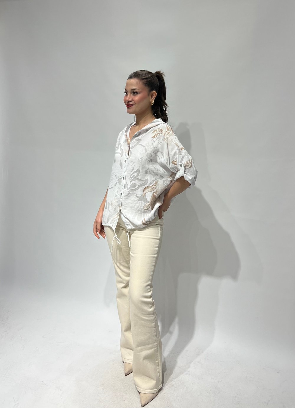 Krem İspanyol Jean