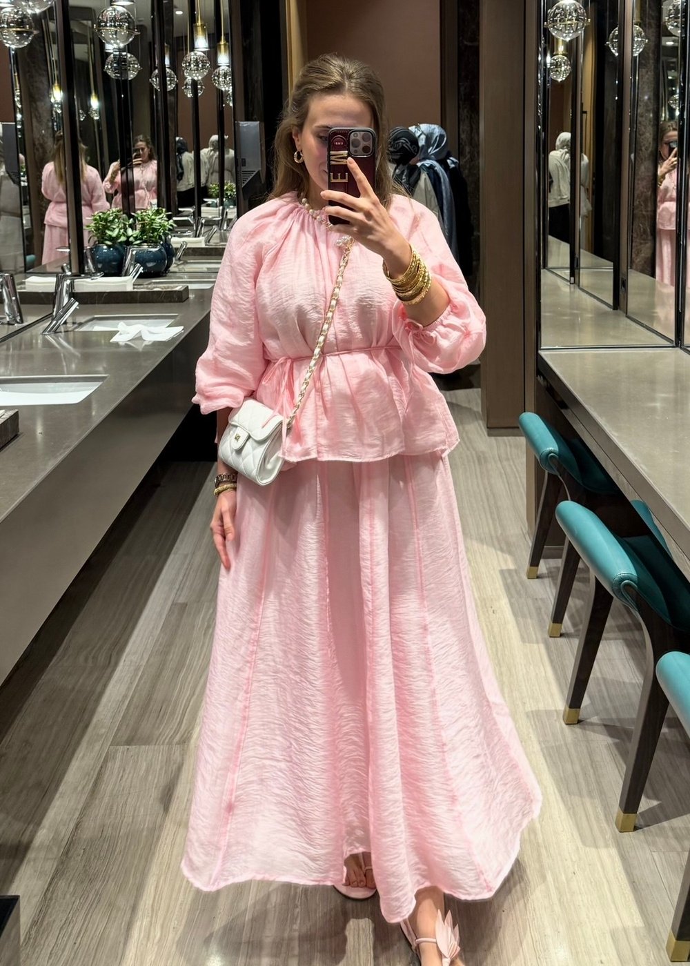 Biye Detaylı Princess Etek Soft Pembe