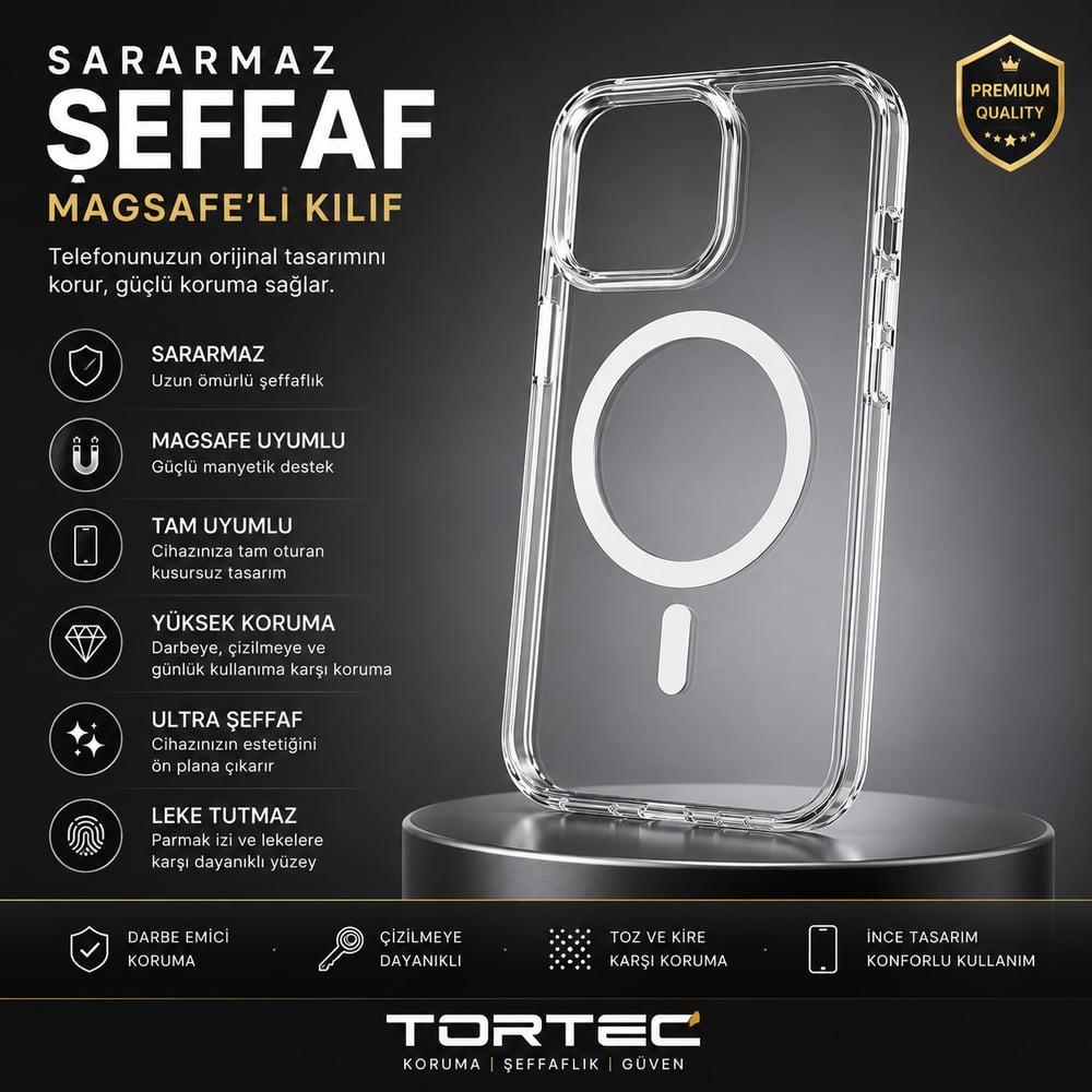 16 PRO MAX SARARMAZ ŞEFFAF MAGSAFE KILIF