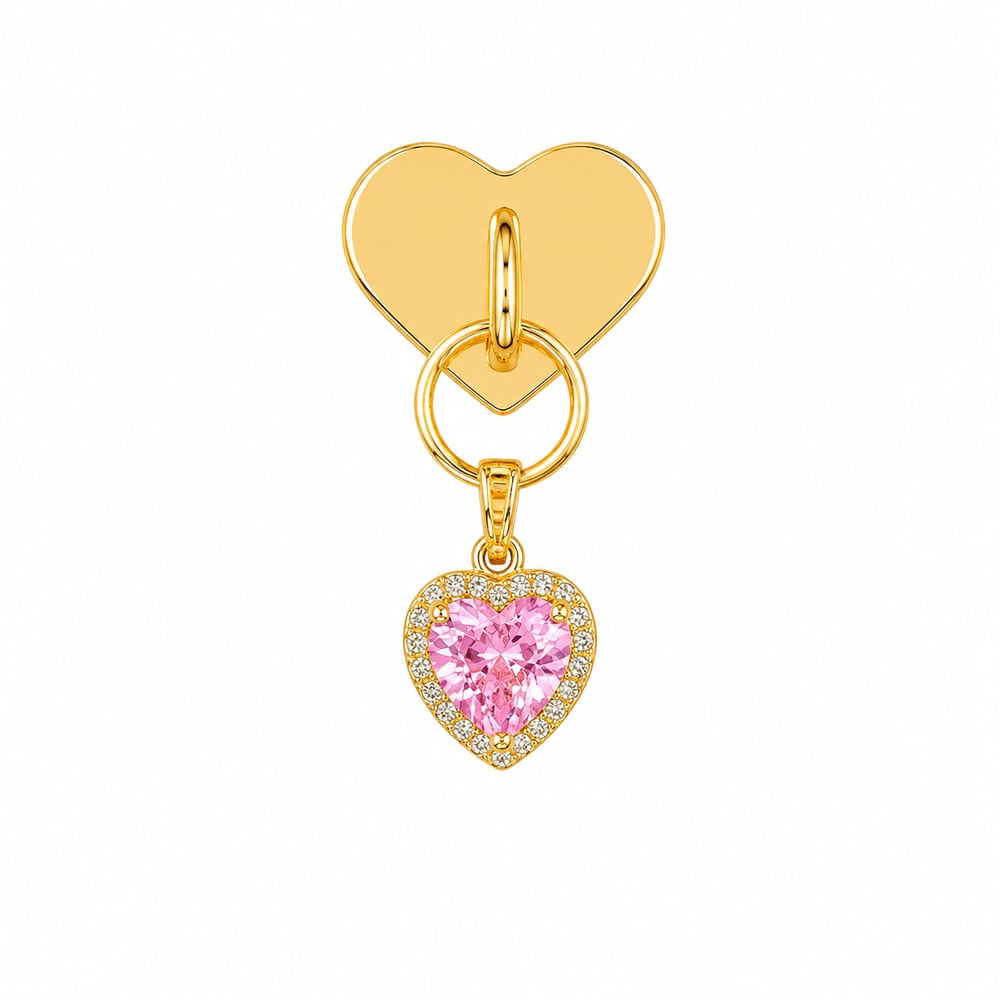 Tortec Pink Crystal Heart Telefon Charmı – Zarif Taşlı Telefon Aksesuarı