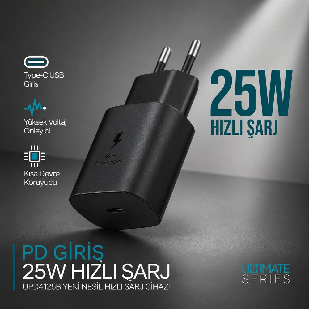 Ultimate UPD4125B 25W Type-C Hızlı Şarj Adaptörü