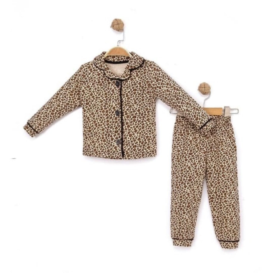 2-6 YAŞ ARASI LEOPAR DESENLİ %100 COTTON PİJAMA TAKIMI