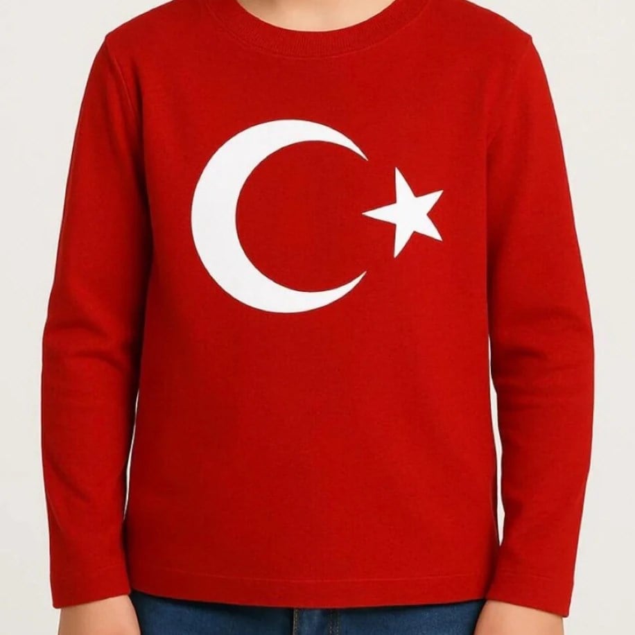 UZUN KOLLU TÜRK BAYRAKLI UNİSEX TİŞÖRT