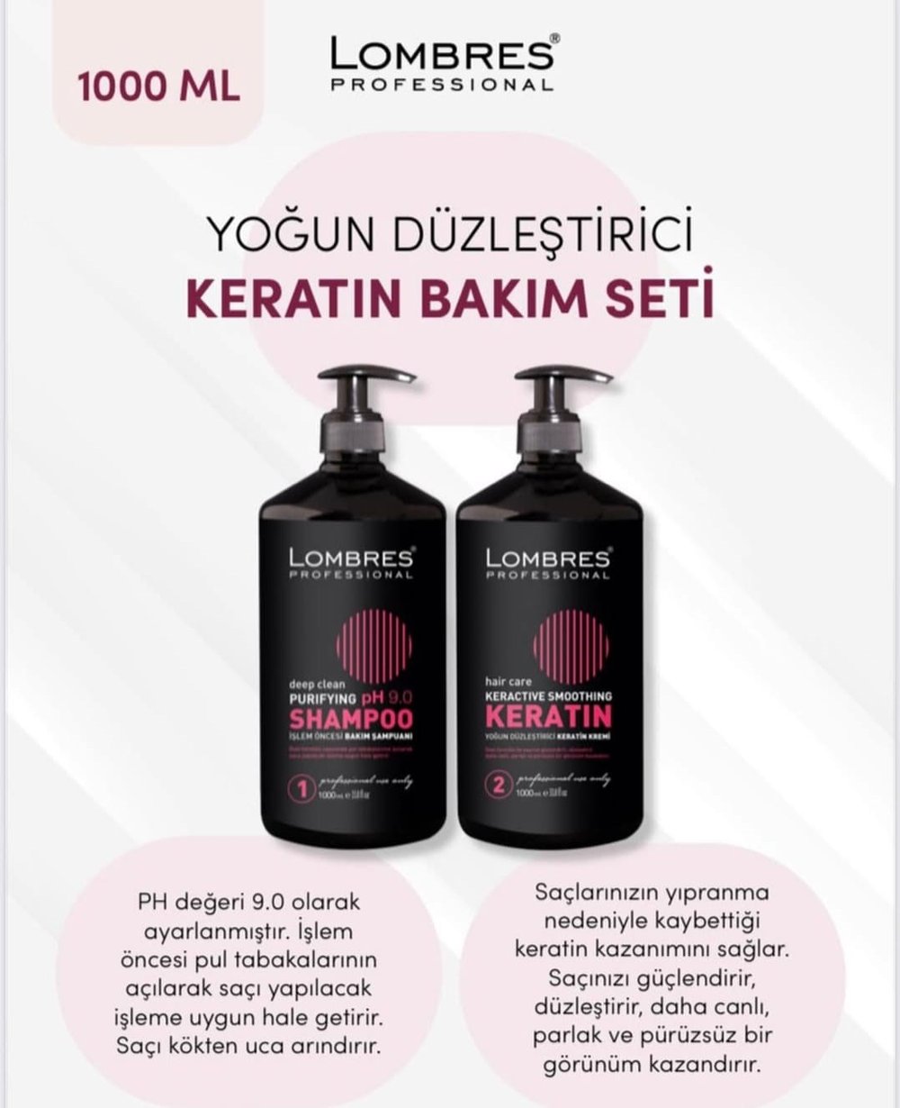 Lombres Yoğun Düzleştirici Keratin Bakım Seti 1000ml