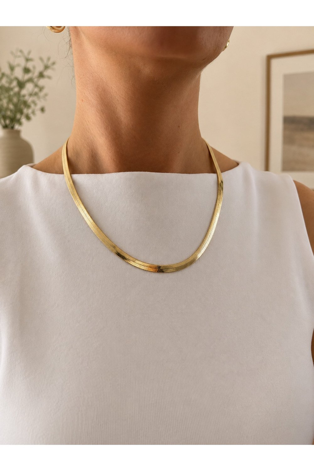 DéMila Solenne Premium Gold Yassı İtalyan Zincir Kolye