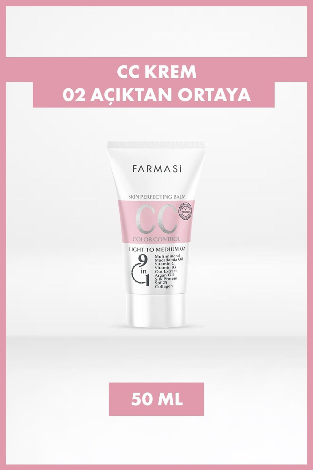 9 in 1 Ton Eşitleyici CC Krem 50 ml SPF 25- 02 Light to Medium