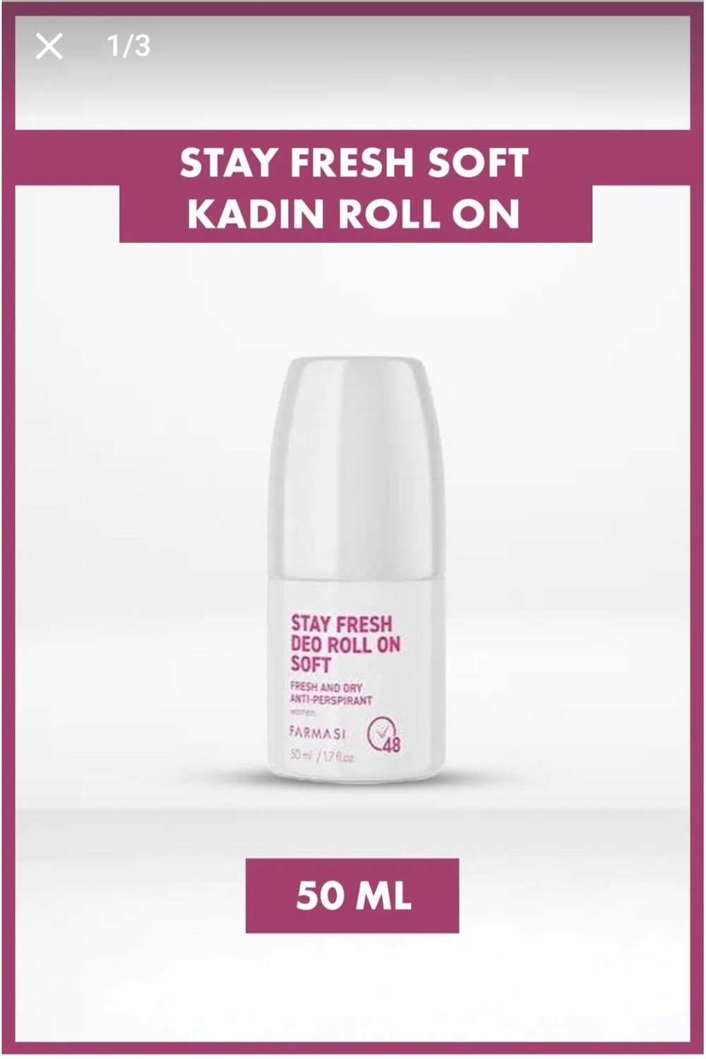 Deo Roll On Soft Kadın 50 ml