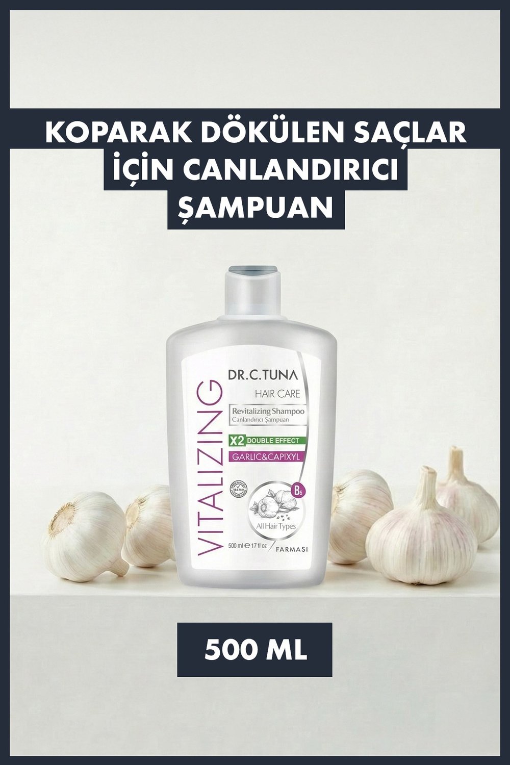 Dr. C. Tuna Vitalizing Sarımsak & Capixyl Koparak Dökülen Saçlar Için Canlandırıcı Şampuan 500 ml