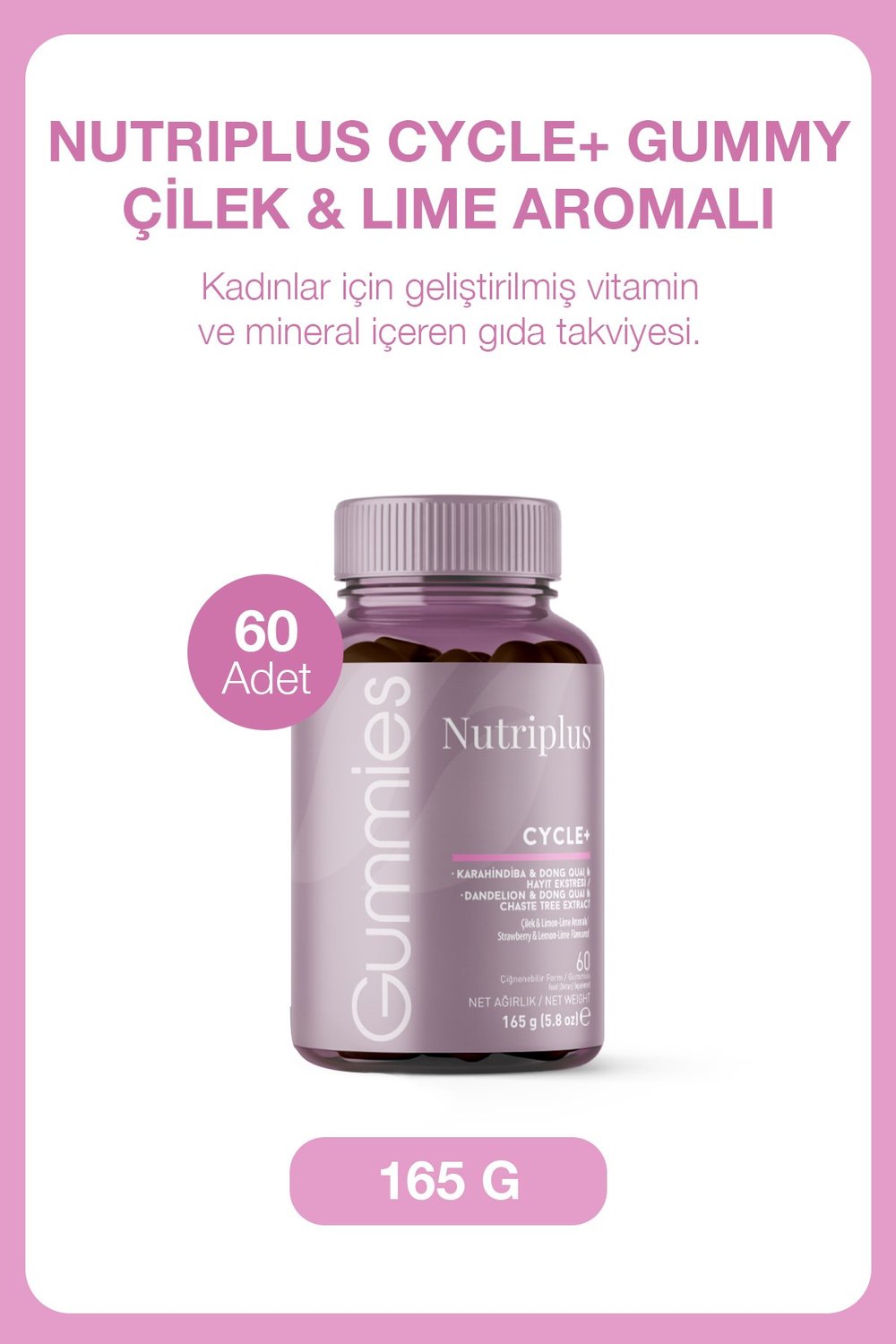 Nutriplus Cycle Gummy Çilek & Lime Aromalı 60 Adet