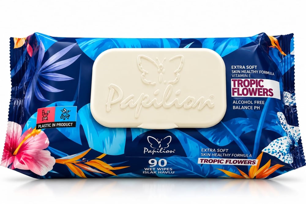 Papilion Islak Mendil Tropıc Flowers 90 Lı