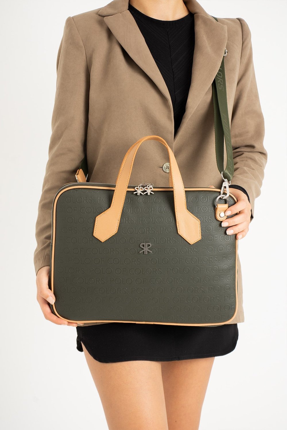 Joyce HakiYeşiliTbaGofraj Baskı Unisex Netbok Ve Evrak Çantsı 28x37 Ebatında