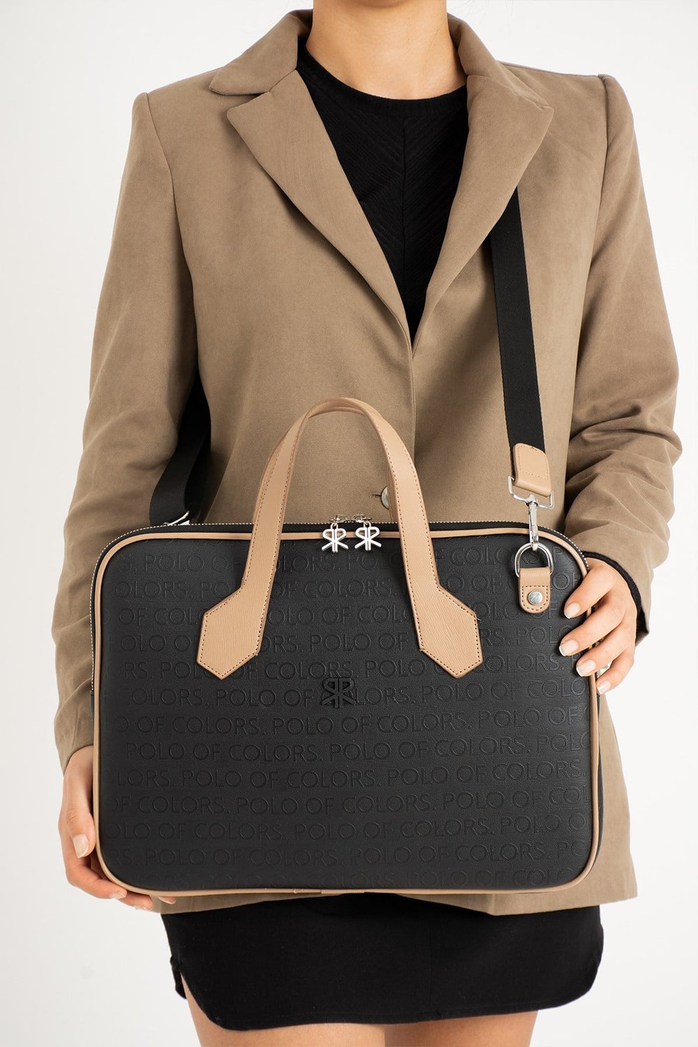 Joyce SiyahKumGofraj Baskı Unisex Netbok Ve Evrak Çantsı 28x37 Ebatında