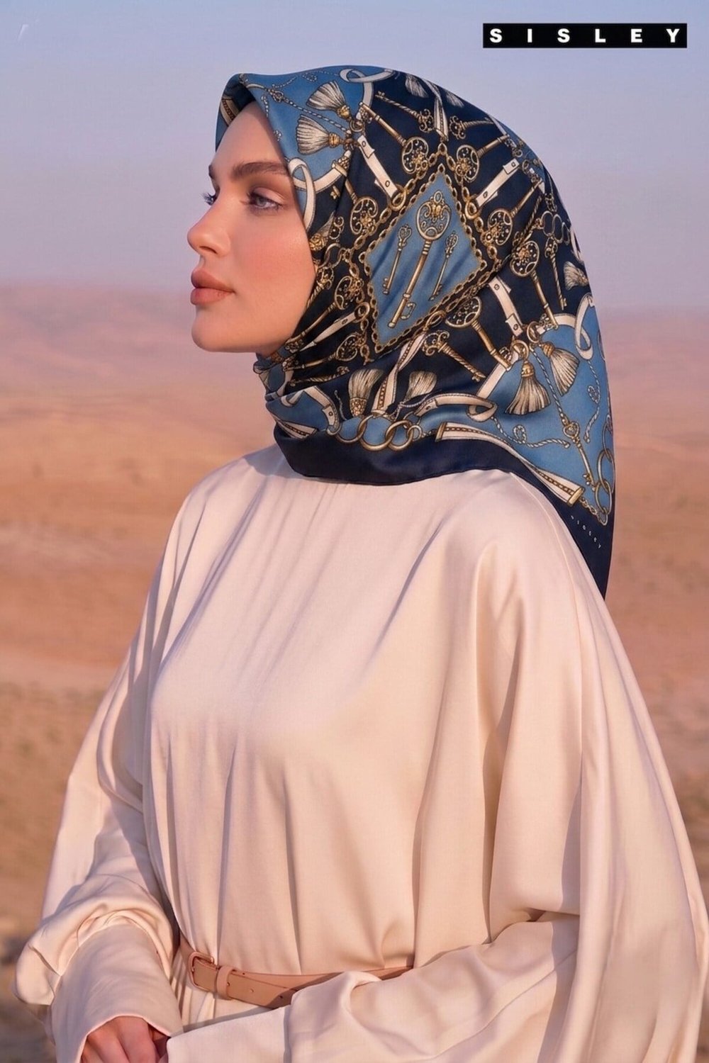 Sisley Elisa Desenli Eşarp S-E-2003 İndigo