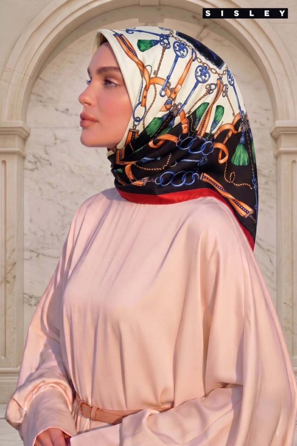 Sisley Elisa Desenli Eşarp S-E-2003 Kırmızı
