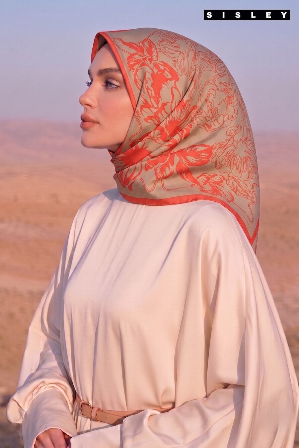 Sisley Elisa Desenli Eşarp S-E-2005 Vizon