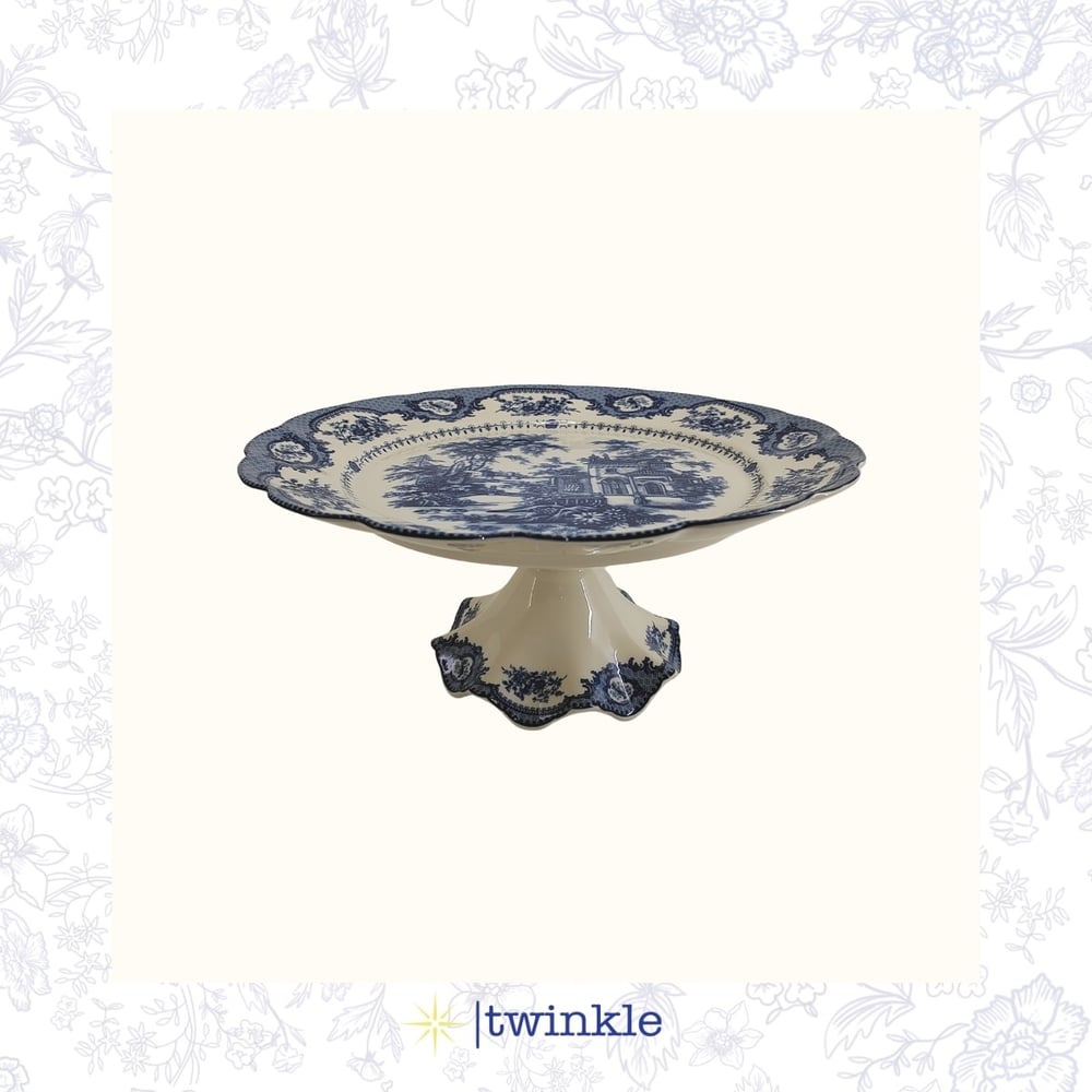 TWİNKLE ELİZABETH AYAKLI SUNUM TABAK MAVİ 30 CM TW-EL-SN-15015