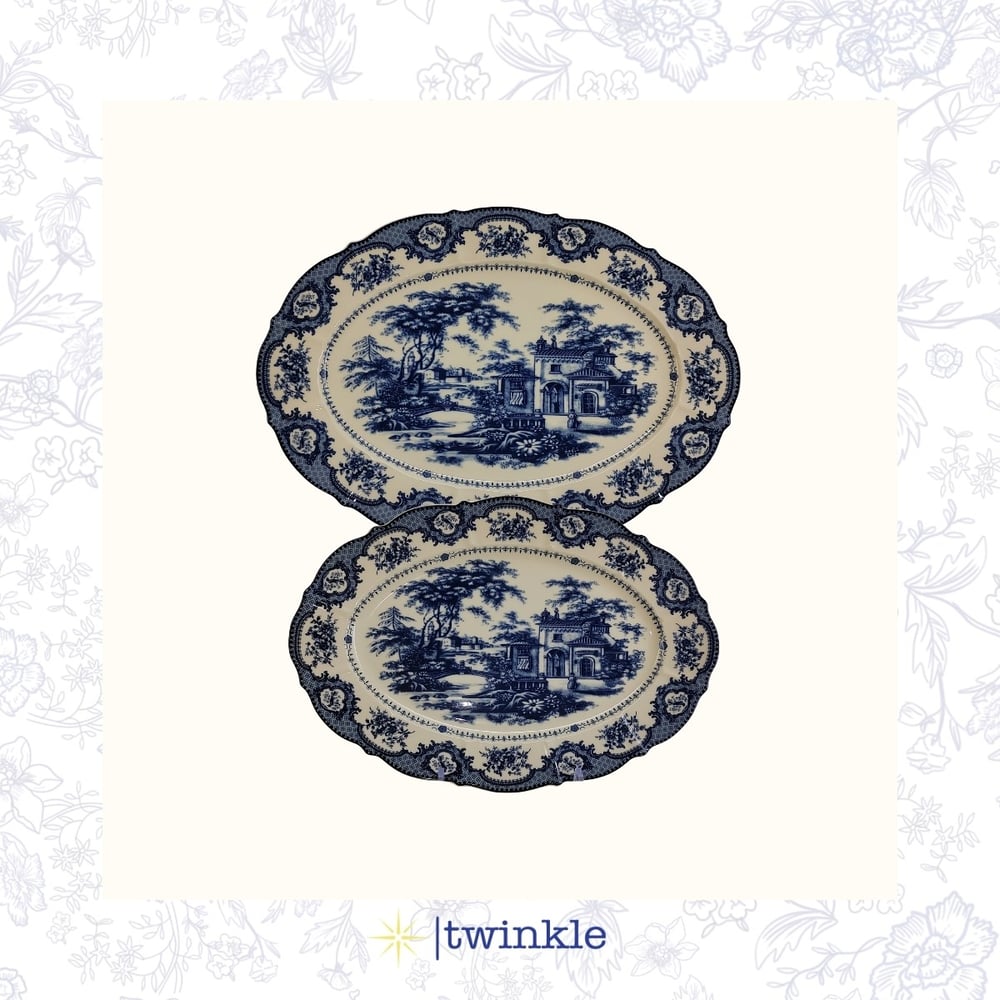 TWİNKLE ELİZABETH KAYIK TABAK MAVİ 35,5 CM + 30,5 CM TW-EL-KY-15012