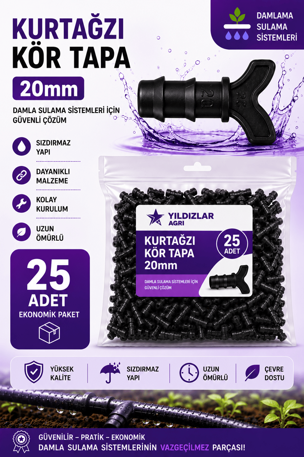 25 Adet 20mm Kör Tapa