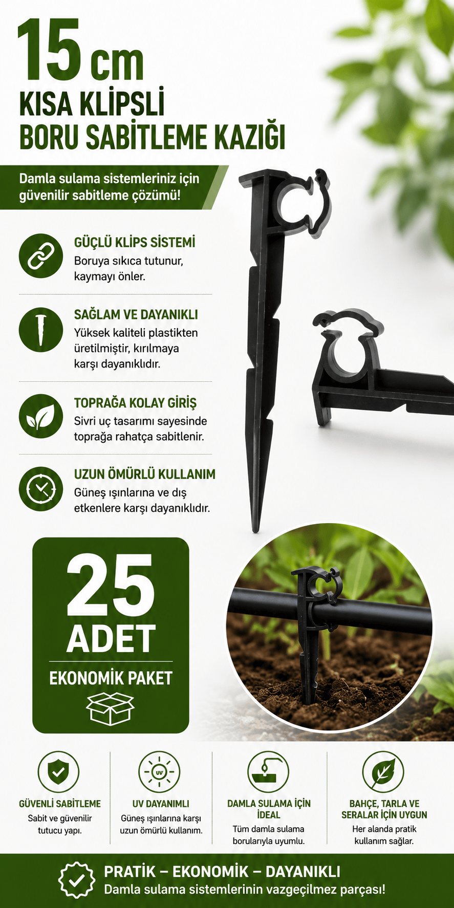 25 Adet Boru Sabitleme Kazığı