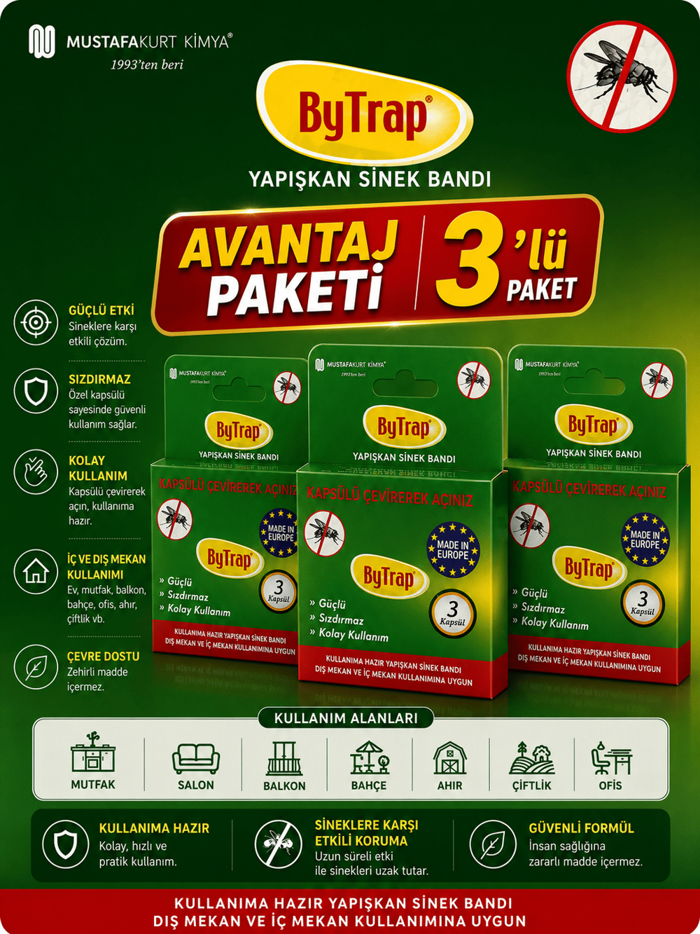 3 Kutu BytapYapışkan Sinek Bandı