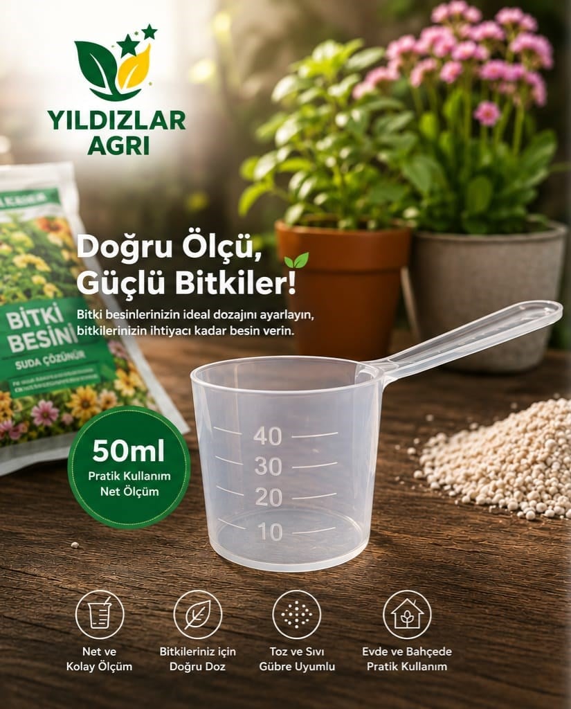 50 Ml Pratik Gübre Ölçü Kabı Bitki Besin Ölçeği Ergonomik Tasarım