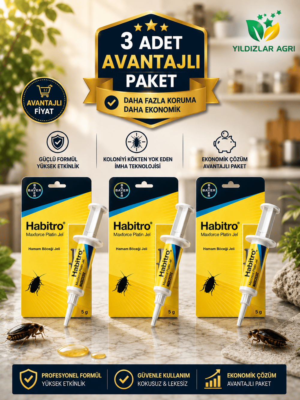Bayer 3 Adet Habitro Maxforce Platin Jel 5gr