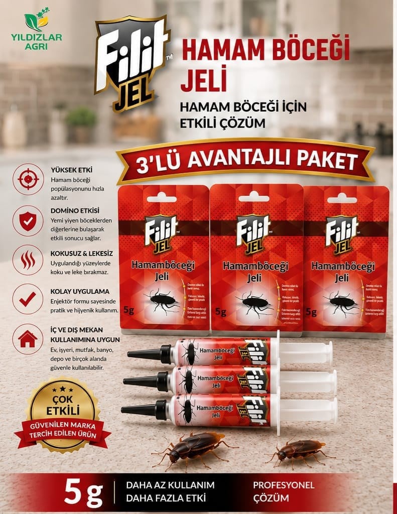 Filit 3 Adet  Hamam Böceği Jeli 5gr 