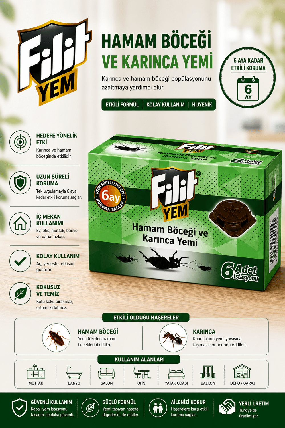 Filit Hamam Böceği ve Karınca Yemi (İstasyonlu)