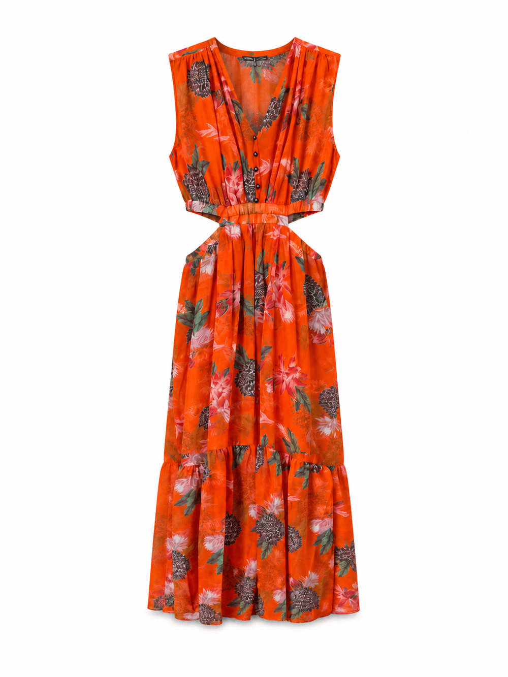 FLORAL ŞİFON MAKSİ ELBİSE