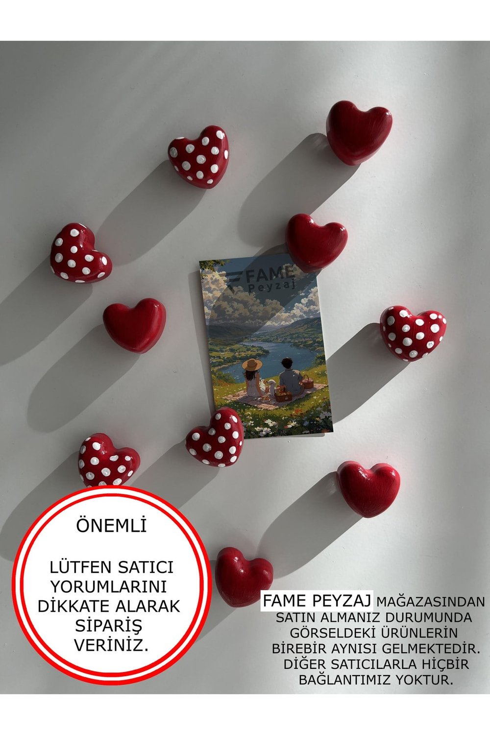 10 Adet Kalpli Buzdolabı Magneti (5 KIRMIZI, 5 BEYAZ NOKTALI) El Yapımı Fotoğraf Ve Not Tutucu