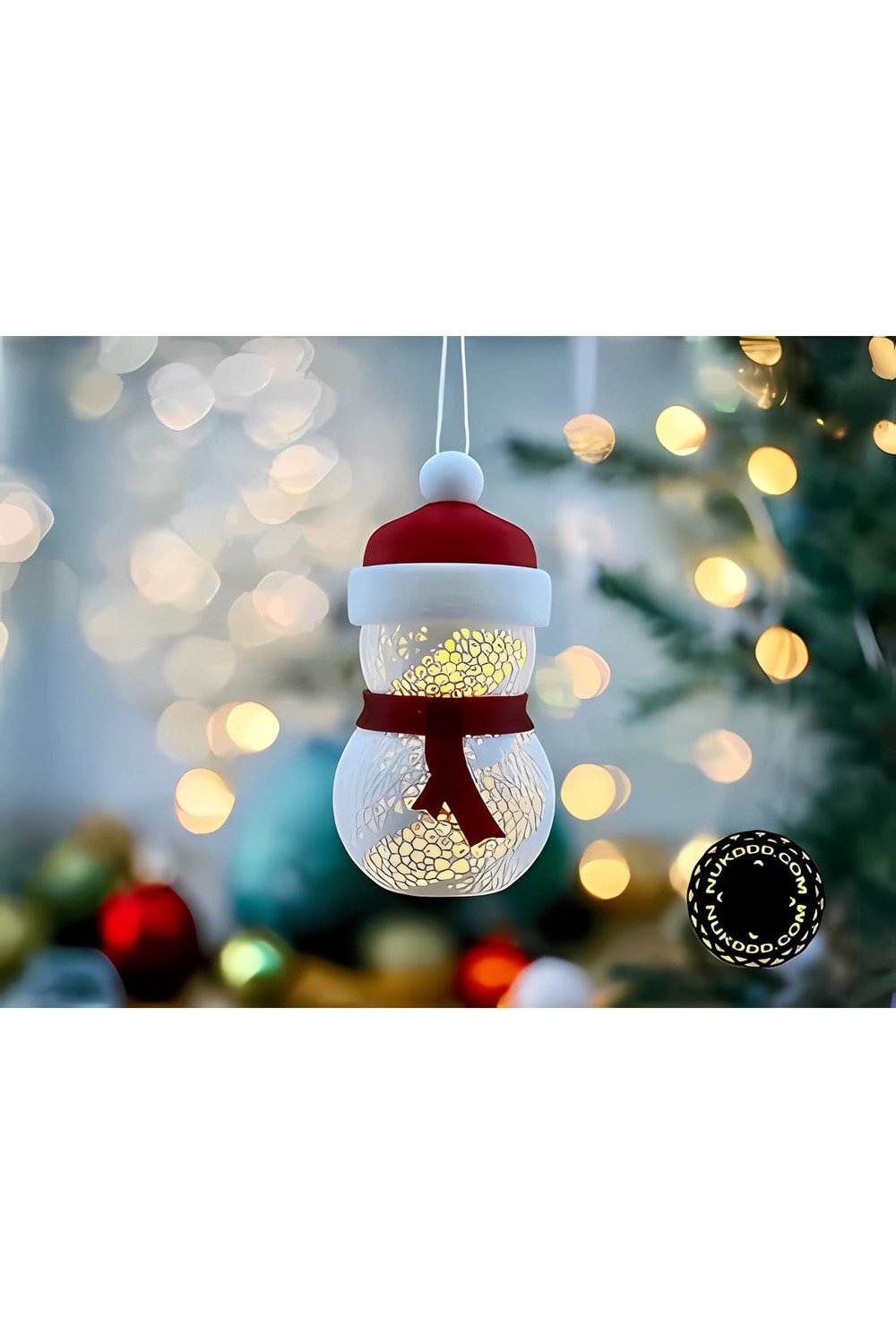 2 Adet Işıklı Kardan Adam Yılbaşı Çam Ağacı Süsü - 14 cm