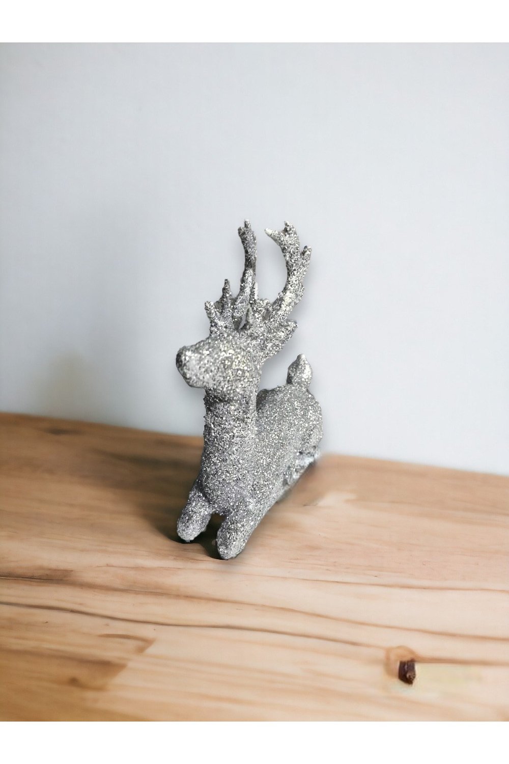 2 Adet Simli Yılbaşı Geyik Figürü - Geyik Süsü - 10 cm